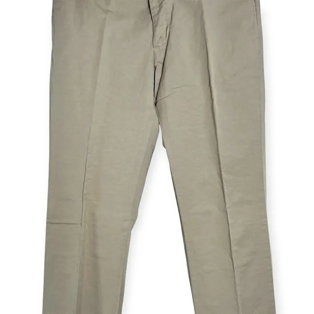 Officine Generale Paul Pant SIZE 50 US 34 Burnt Sand Cotton Linen Unhemmed